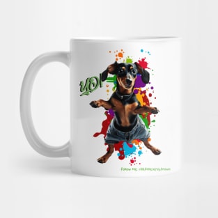 Yo! Cute Dachshund In Shorts 90’s Hip Hop Dance Theme Mug